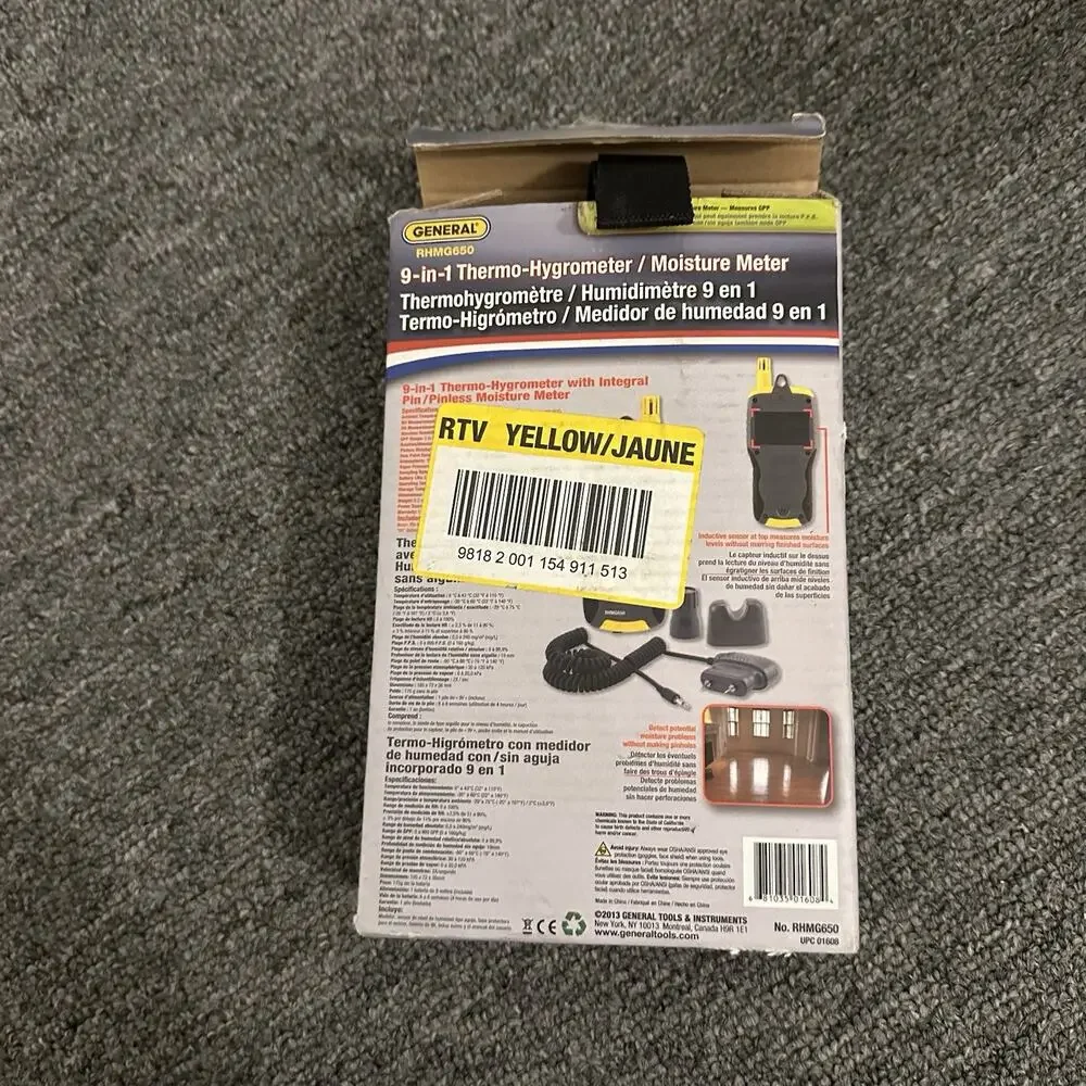 General Tools RHMG650 9-In-1 Thermo-Hygrometer with Pin/Pinless Moisture Meter